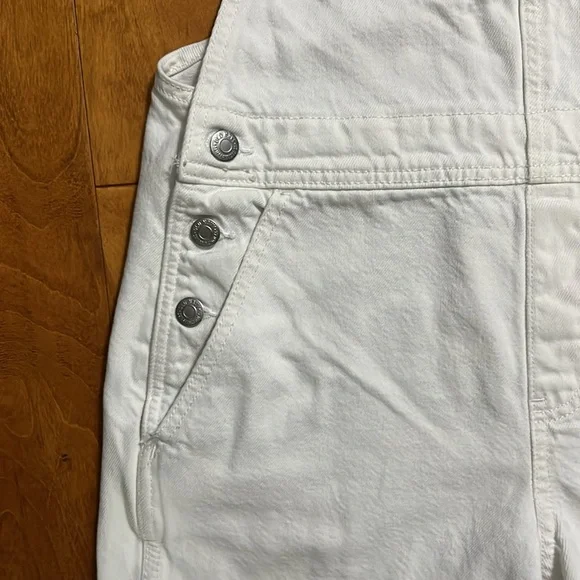 Old Navy White Overalls Size S Cuffed Hem Country Western Coastal Cowgirl Casual - Picture 5 of 12